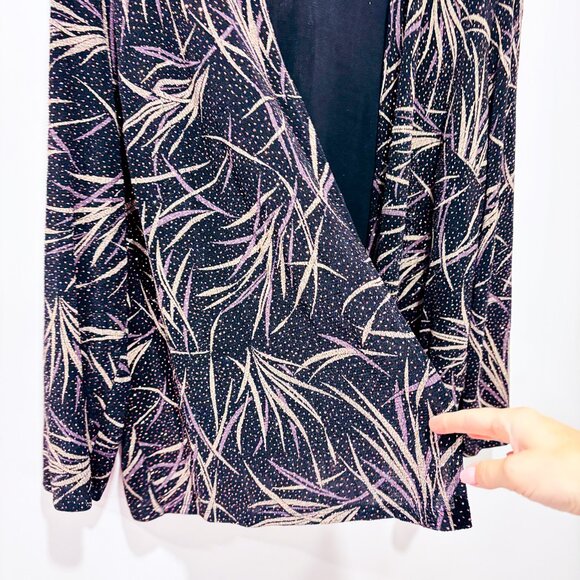 LAURA Black Purple Sparkle Chic Open Front Cardigan | 1X * - Picture 5 of 7